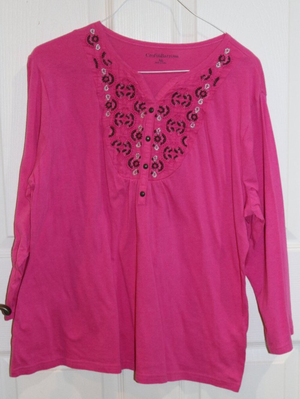 Women's Croft and Barrow XL pink boho style shirt. long sleeves. New. Not worn.